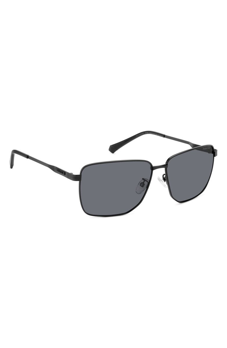 Polaroid 62mm Polarized Oversize Square Sunglasses, Alternate, color, Black/ Gray Polar