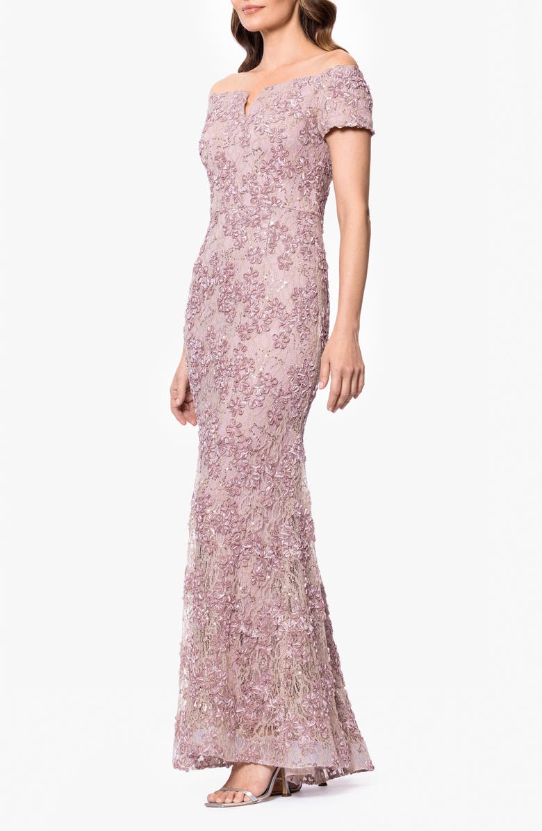 Xscape Evenings Soutache Lace Off the Shoulder Gown, Alternate, color, 