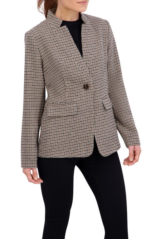 Ookie & Lala Houndstooth Inverted Notch Lapel Blazer In Gray