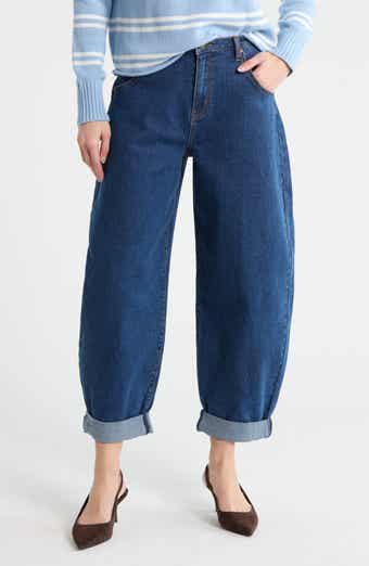 Vigoss High Waist Cuffed Barrel Leg Jeans