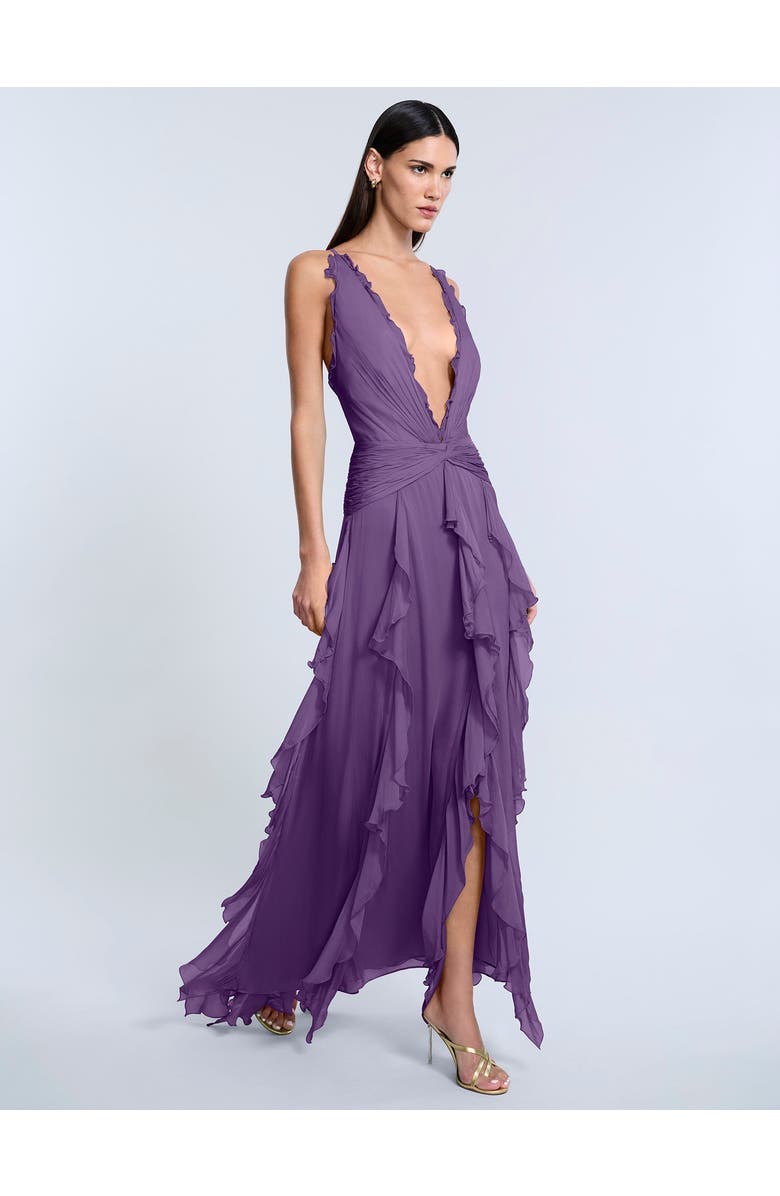 Ruffle Halter Chiffon Gown