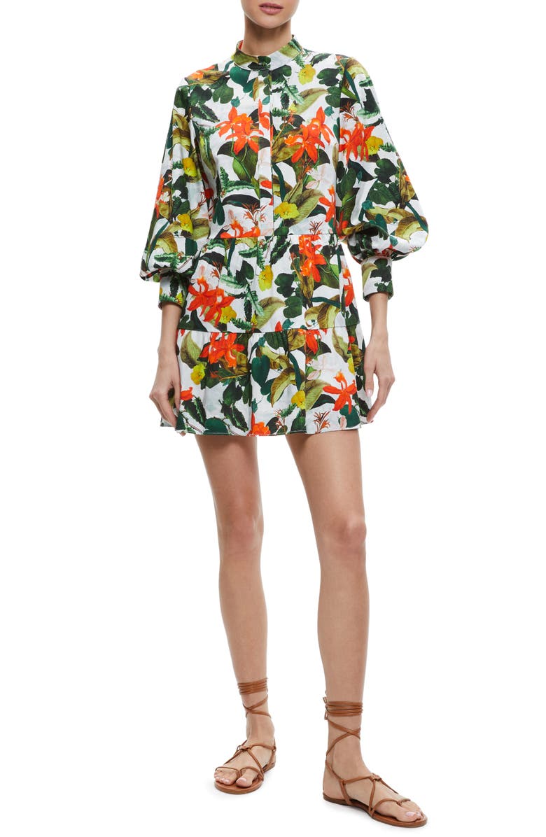 Alice + Olivia Cailin Floral Print Minidress, Main, color, 
