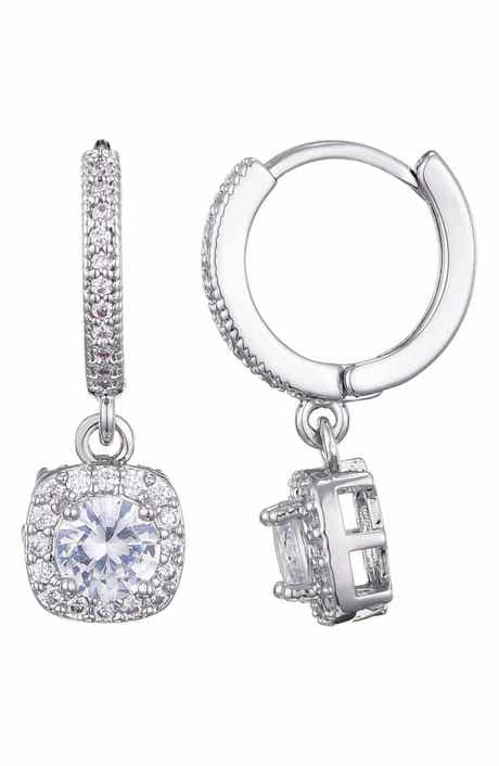 Adornia Cubic Zirconia Drop Huggie Hoop Earrings