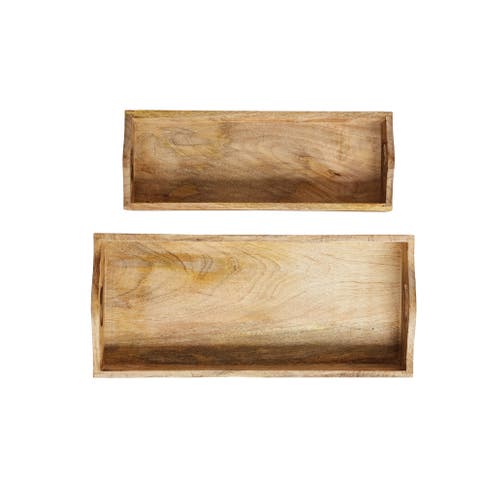 Rectangle Mango Wood Trays, Set of 2