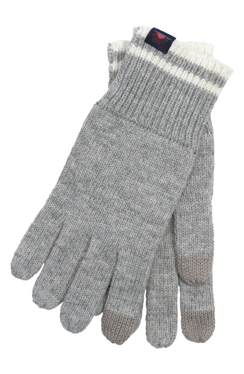 Faherty Retro Stripe Gloves, Main, color, Grey Heather