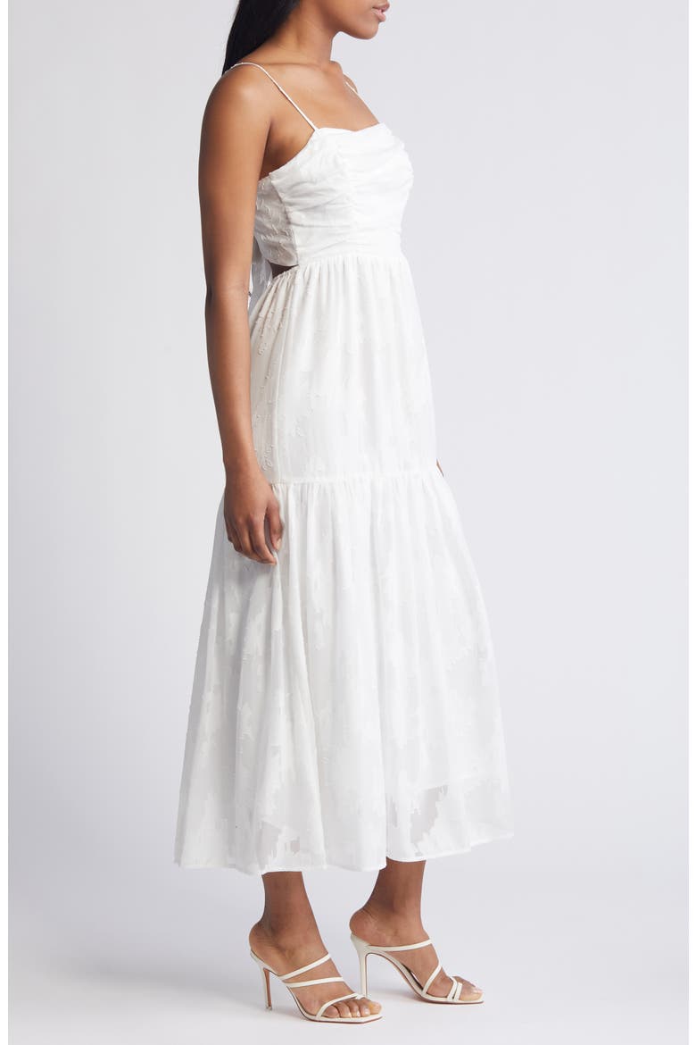 Jacquard Bow Back Cutout Maxi Dress, Alternate, color, WHITE