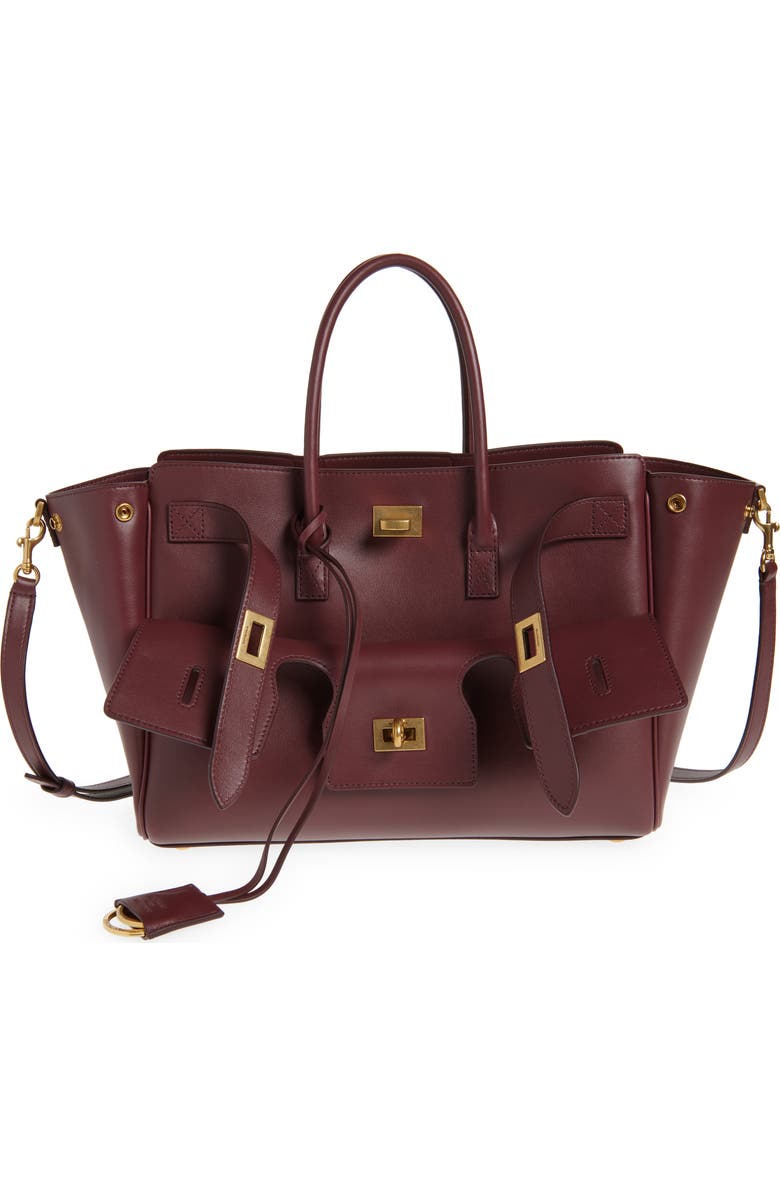Balenciaga Small Bel Air Leather Tote, Main, color, 6034 Dark Burgundy