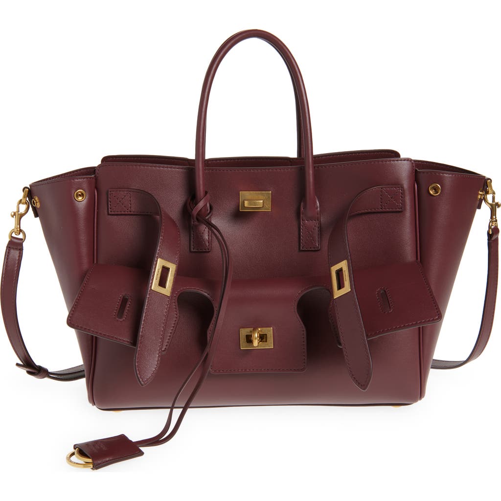 Balenciaga Bel Air Small Carry All Bag In 6034 Dark Burgundy