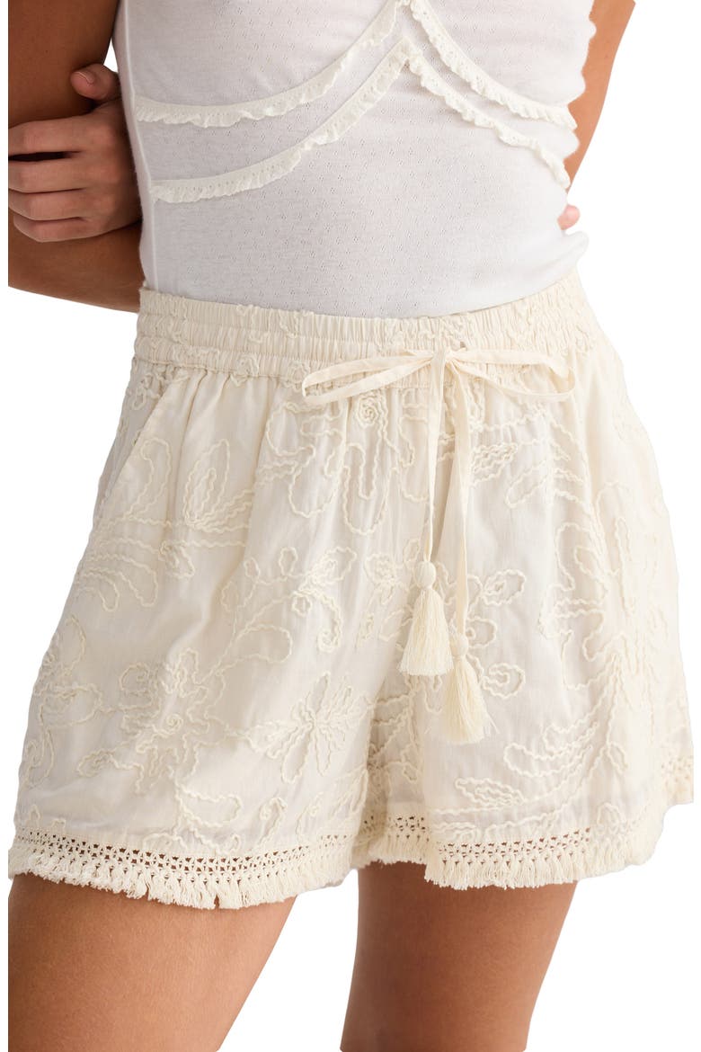 Chantilly Embroidered Fringe Trim Shorts, Alternate, color, NATURAL EMBROIDERY