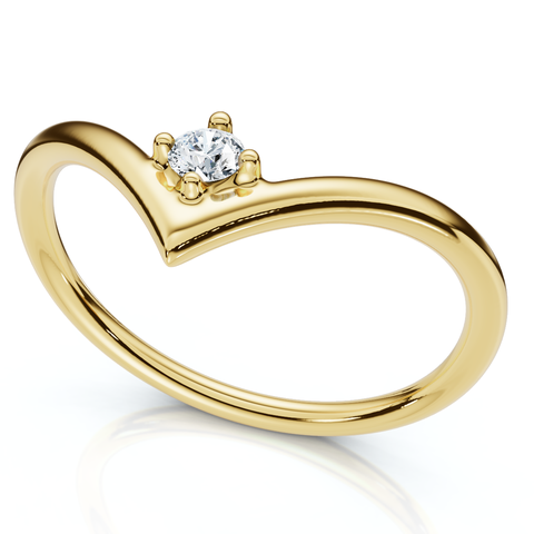 Diamond Stackable Chevron Wedding Ring 14k Gold Lab Grown