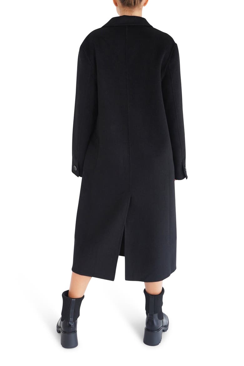 Right There Side Tie Wool Blend Coat, Alternate, color, BLACK