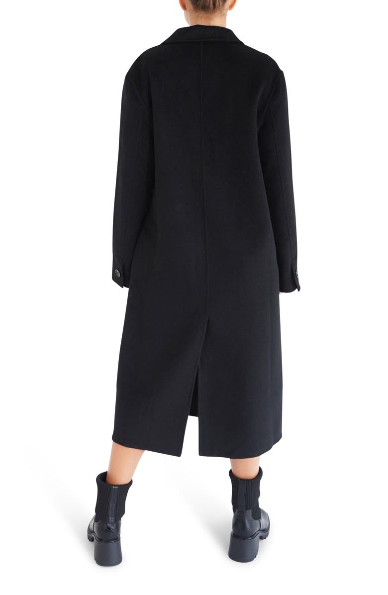 Belle & Bloom Right There Side Tie Wool Blend Coat, Alternate, color, Black