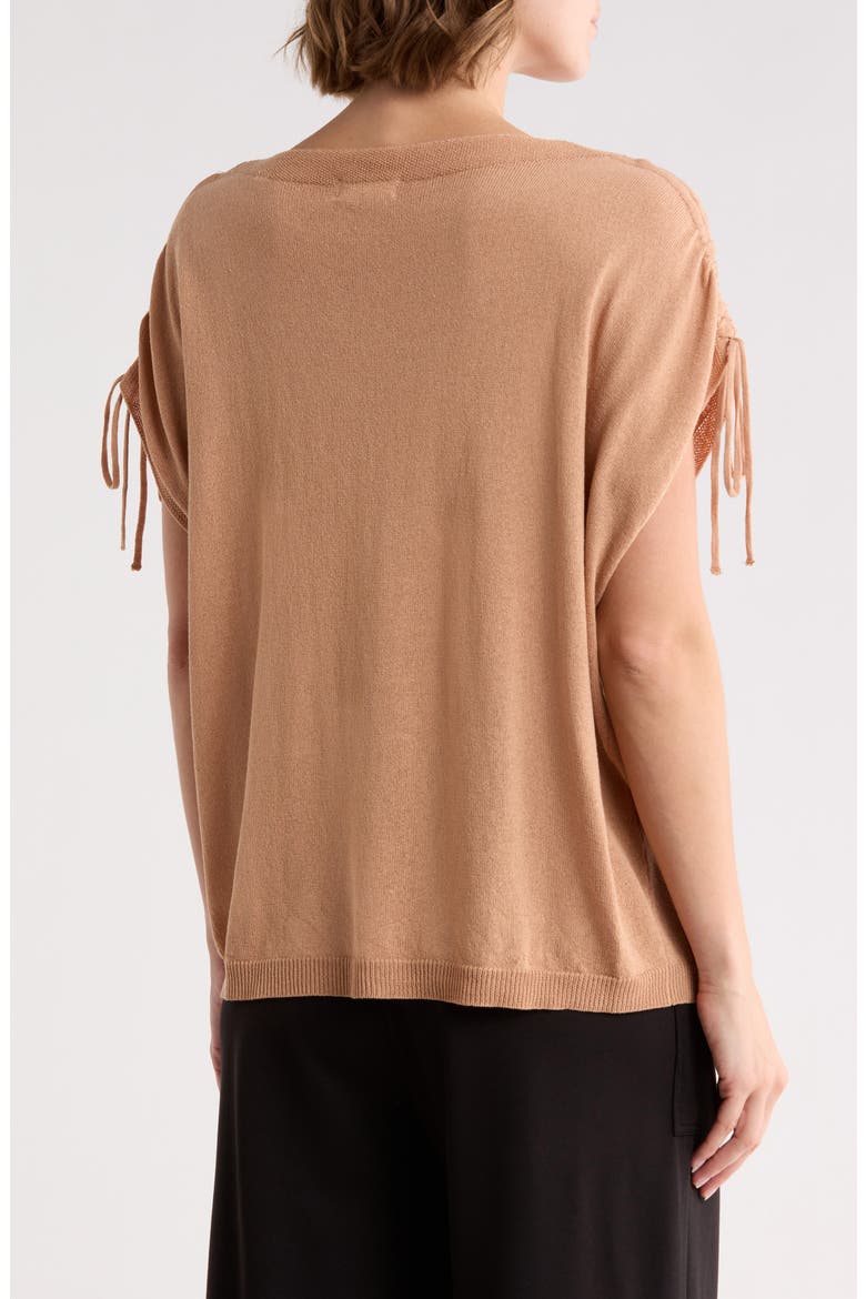 Ruched Tie Sleeve Sweater, Alternate, color, CLAY