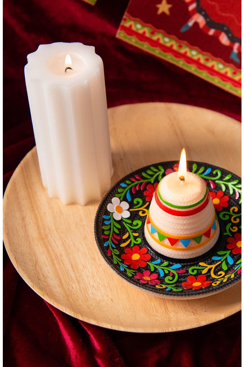 Fiesta Sombrero Candle, Alternate, color, Cream / Multi-Color