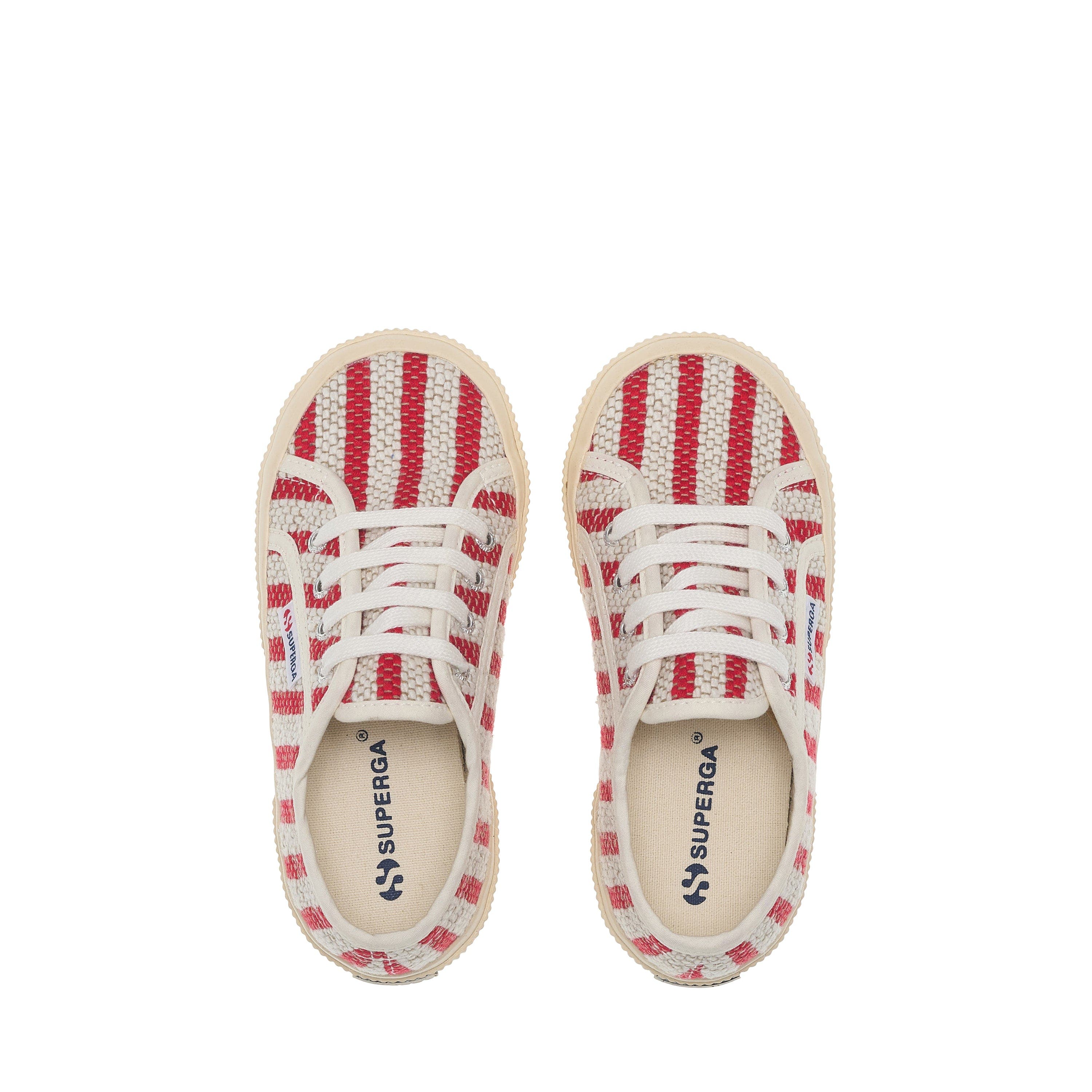 Superga 2750 Kids Cotton Stripes Sneakers, Alternate, color, Red-Off White