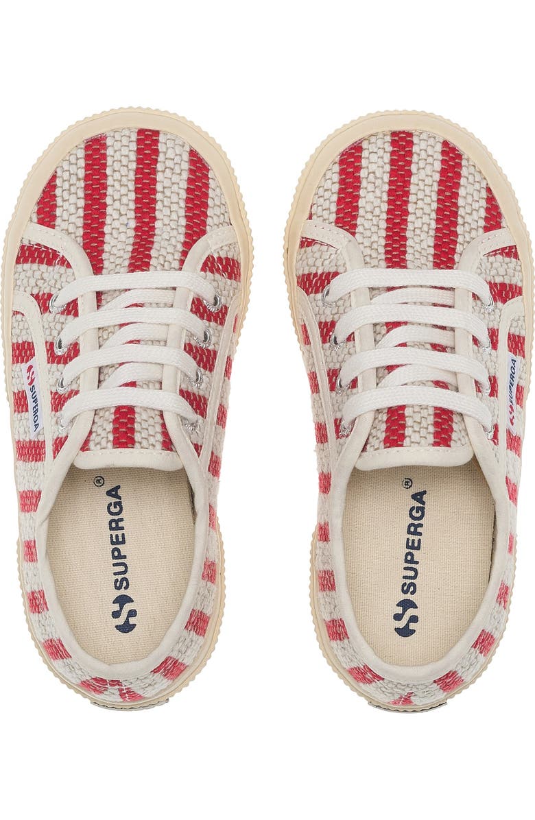 Superga 2750 Kids Cotton Stripes Sneakers, Alternate, color, Red-Off White