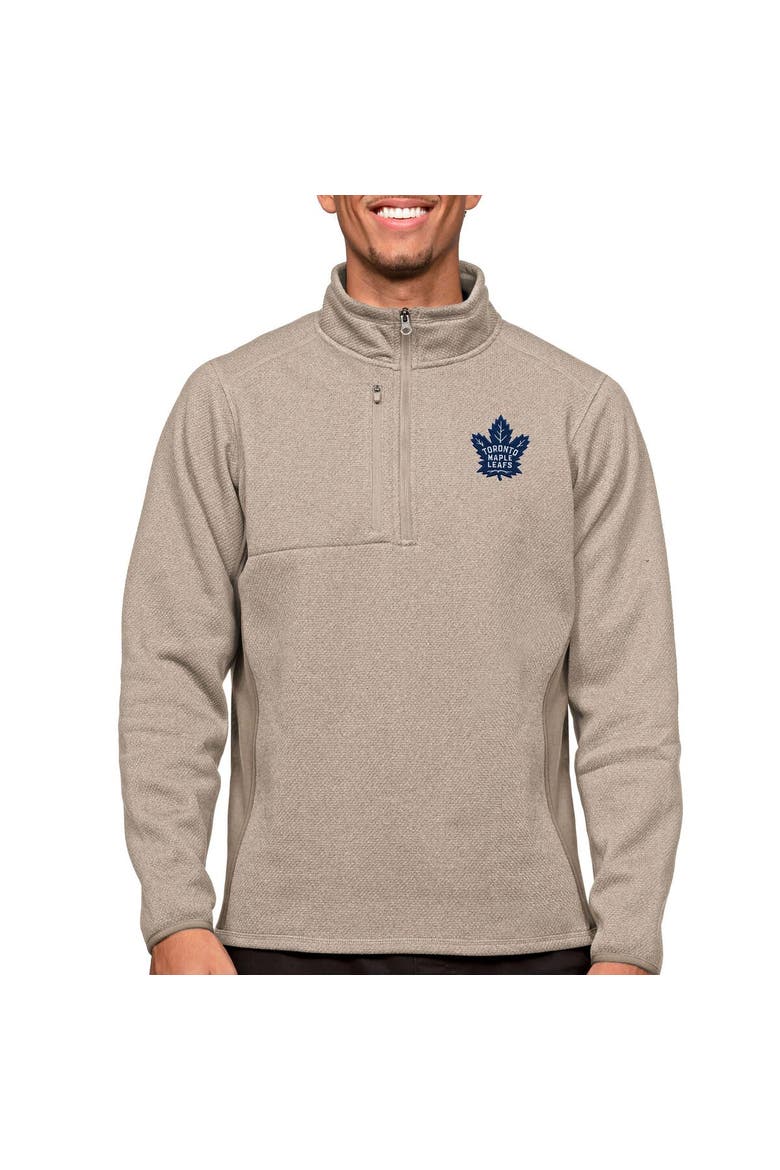 Men's Antigua Oatmeal Toronto Maple Leafs Course Quarter-Zip Pullover Top, Main, color, Oatmeal