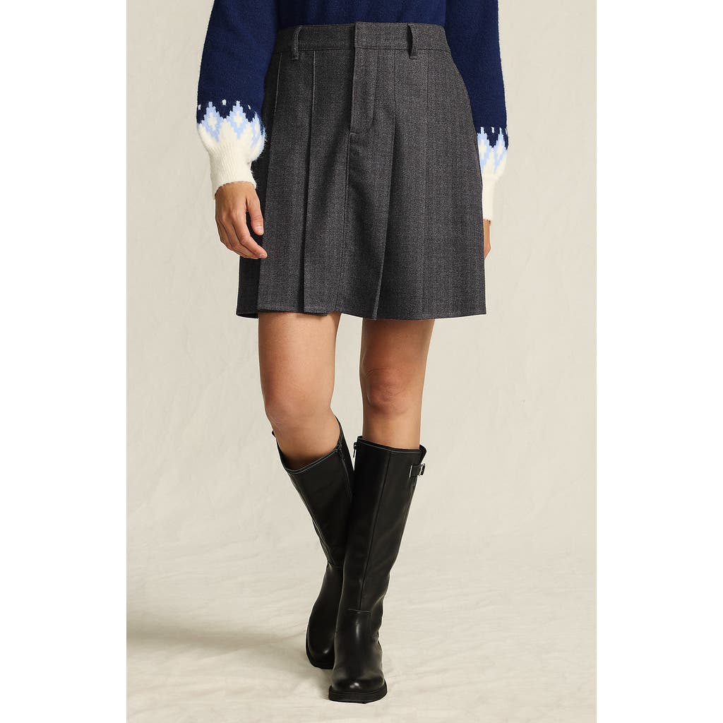 Lands' End Plus Size Brushed Flannel Pleated Mini Skirt In Gray
