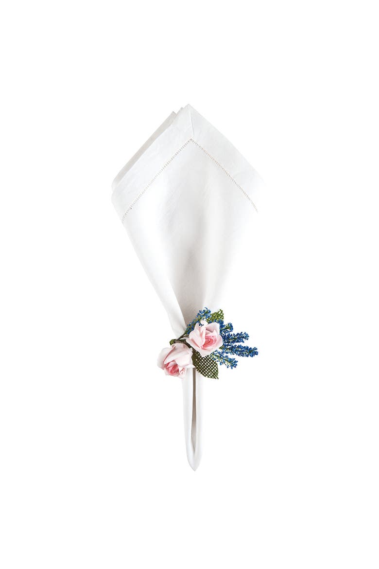 Easter Botanical Garden Flower Napkin Ring, Main, color, Blue