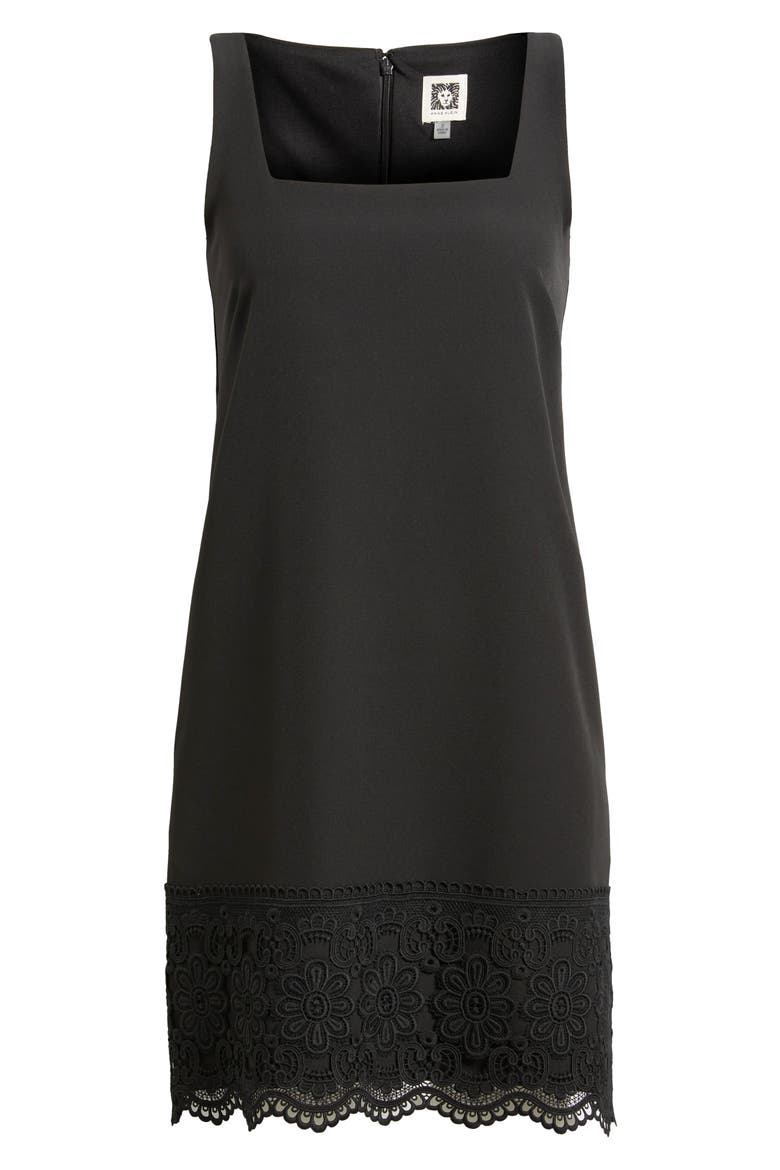 Square Neck Lace Trim Minidress, Alternate, color, ANNE BLACK