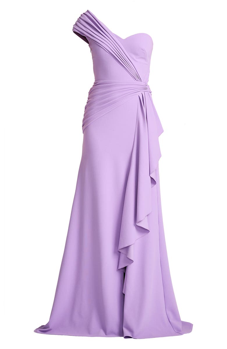 Tadashi Shoji Ruffle One-Shoulder Crepe Gown, Alternate, color, 