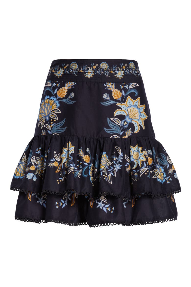 Stitched Garden High Waist Miniskirt, Alternate, color, BLACK