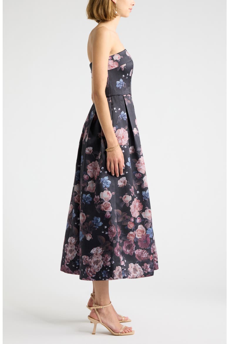 Floral Print Strapless Maxi Dress, Alternate, color, BLACK MULTI EMMA FLORAL