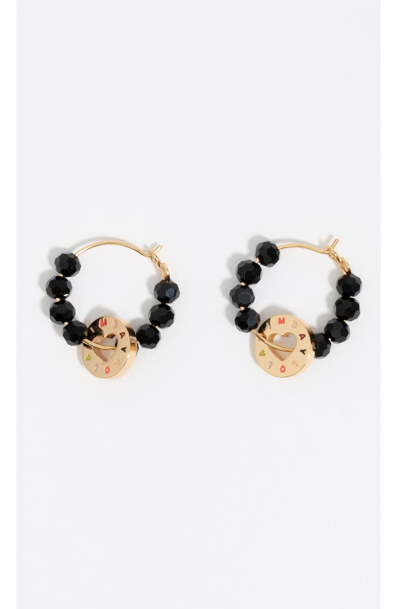 Bimba y Lola Crystal Logo Hoop Earring, Main, color, Black