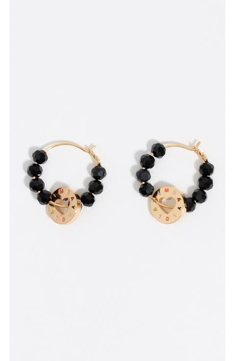 Crystal Logo Hoop Earring