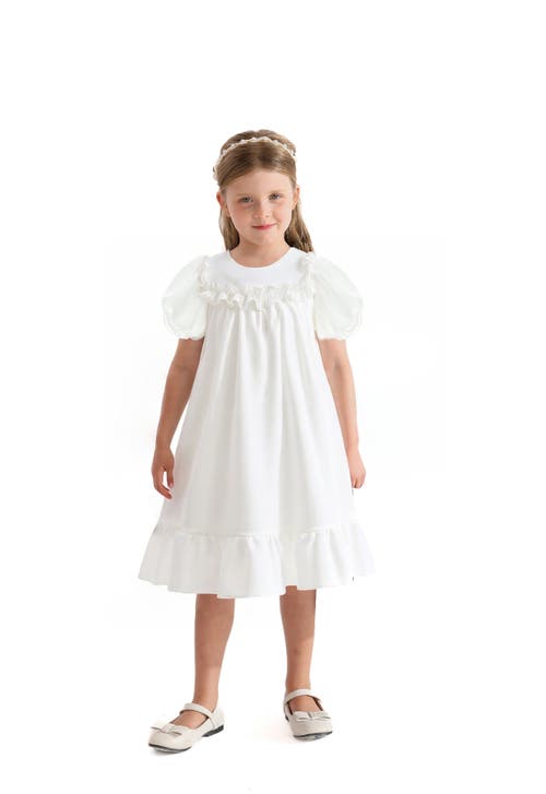 Sweet Cactus Ruffle Berlin Dress In White