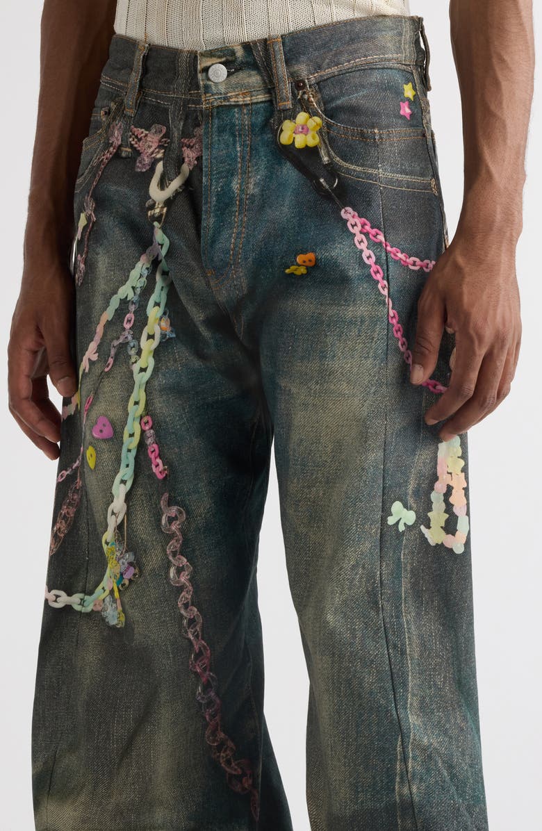 Acne Studios Trompe L'Oeil Baggy Wide Leg Cotton Canvas Pants, Alternate, color,