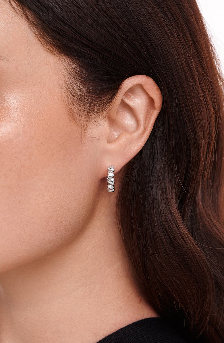 DEVATA Sweet Heart Huggie Hoop Earrings, Alternate, color, Silver