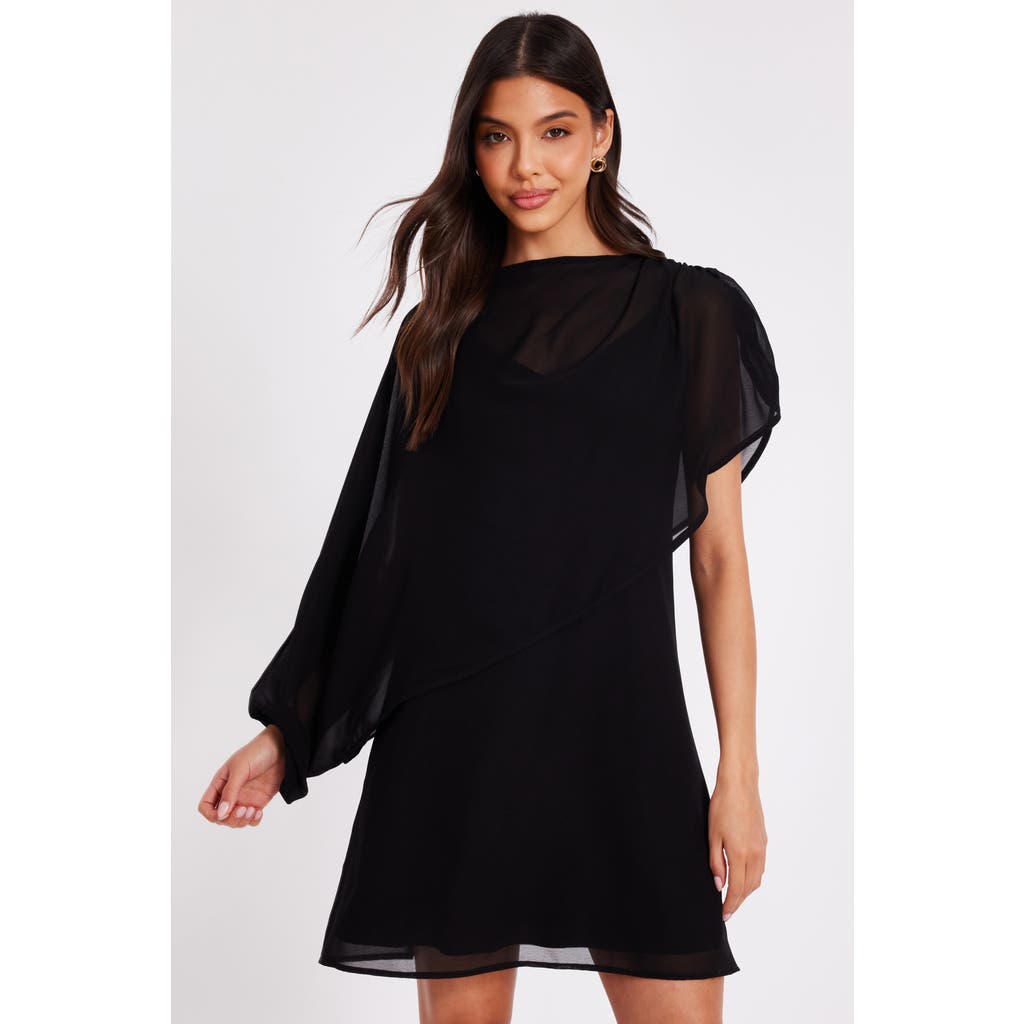 Quiz Chiffon Two-in-one Mini Dress In Black