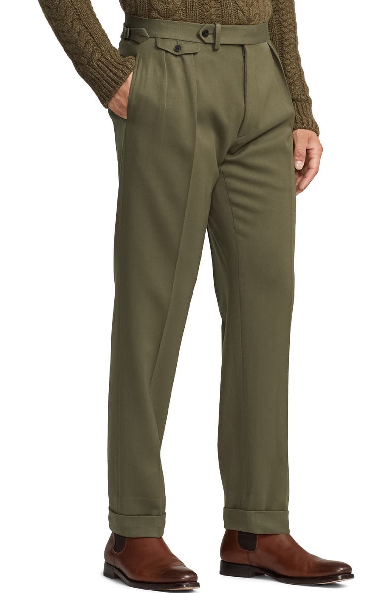 Ralph Lauren Purple Label Gregory Pleated Wool Gabardine Trousers, Alternate, color, 
