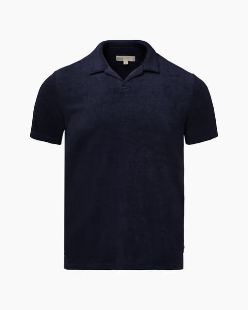 Onia TOWEL TERRY JOHNNY COLLAR POLO in Deep Navy 