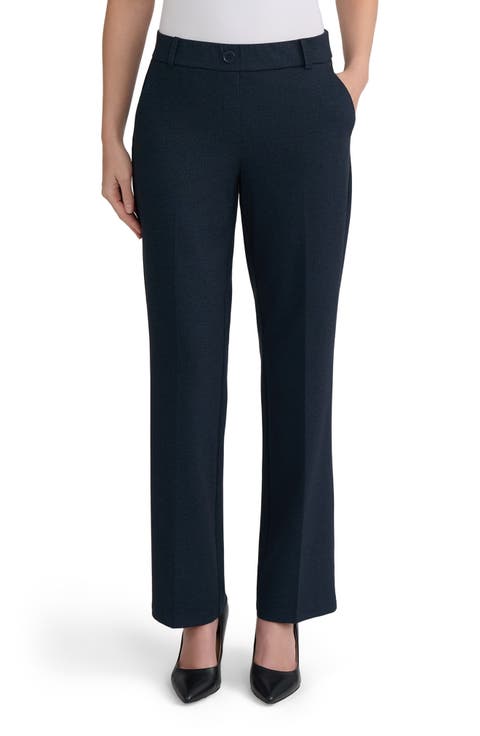 Faux Fly Straight Leg Trousers
