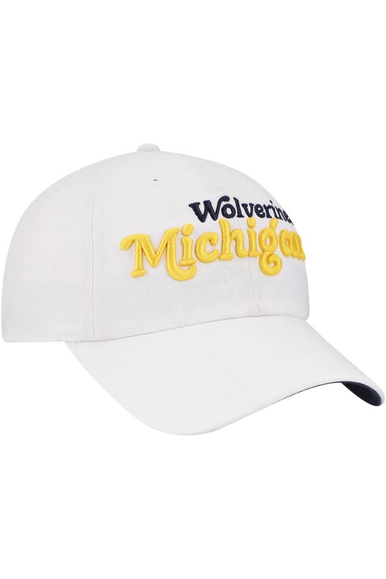 Women's '47 White Michigan Wolverines Pensacola Clean Up Adjustable Hat, Alternate, color, White