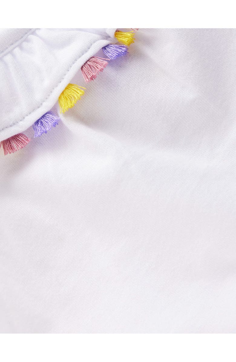 Mini Boden Kids' Ruffle Neck Cotton Top, Alternate, color, White