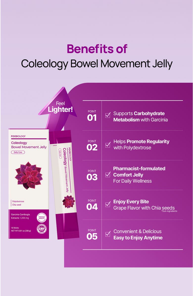Foodology Coleology Bowel Movement Jelly 10 sticks, Alternate, color, Purple