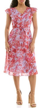 Nina Leonard V-Neck Sleeveless Fit & Flare Dress