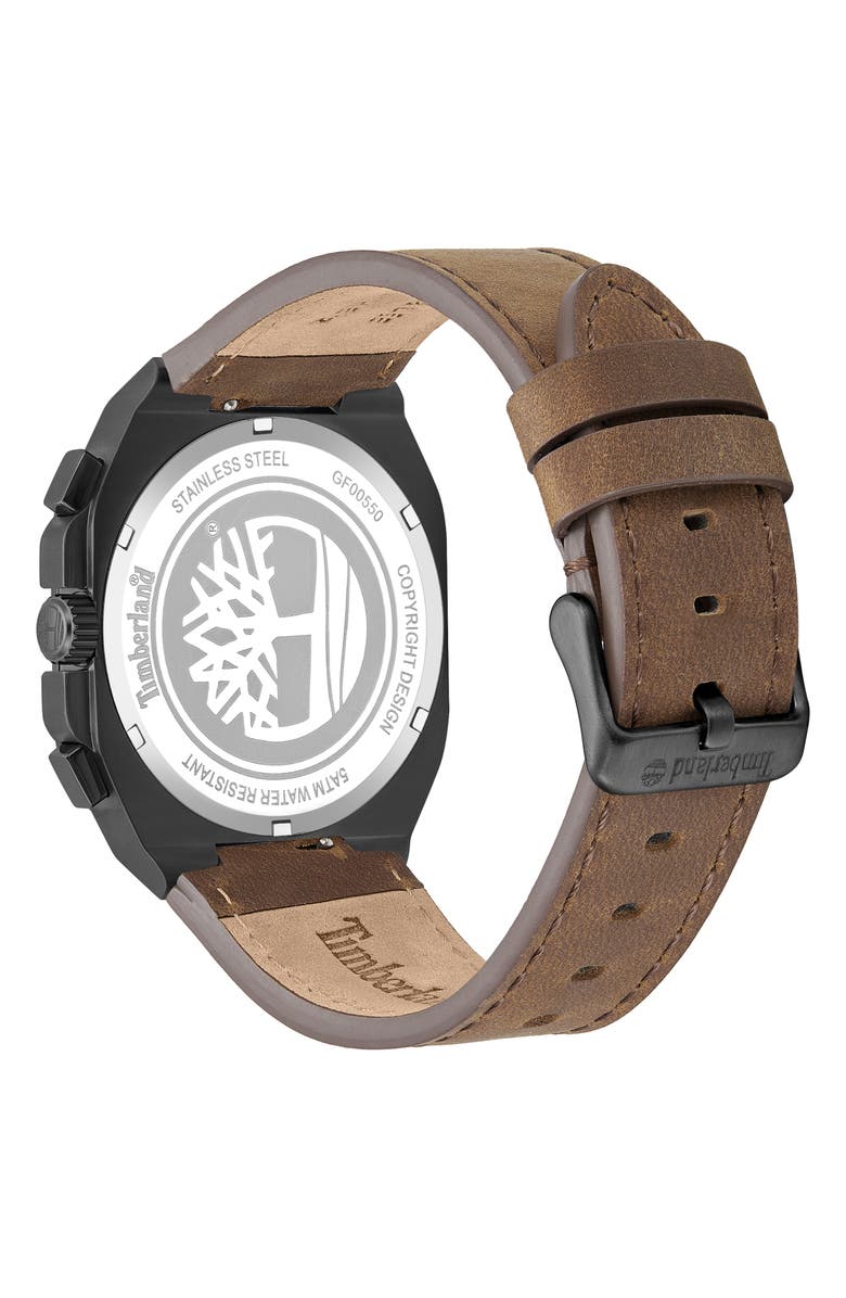 Timberland Mackinac Multifunction Chronograph Leather Strap Watch, 44mm x 25mm, Alternate, color, 