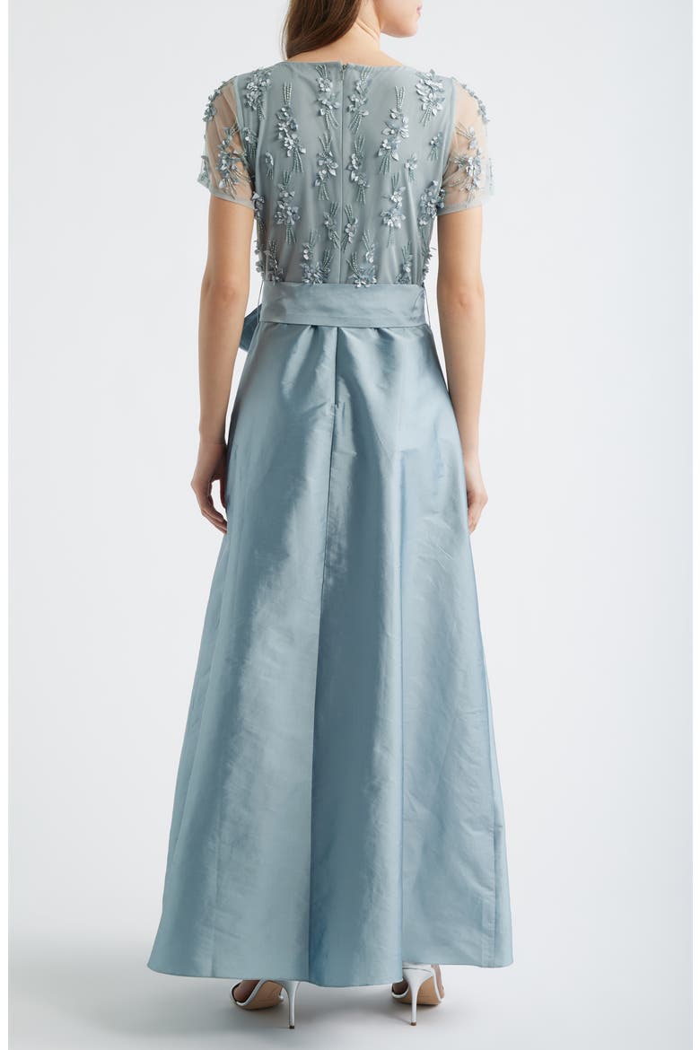 3D Floral Bodice Beaded Gown, Alternate, color, ICE