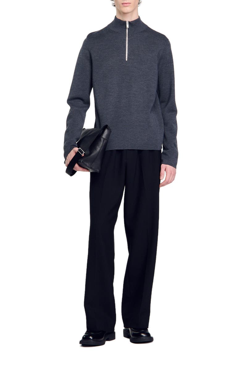 SANDRO Wool sweater with zip collar, Alternate, color, 