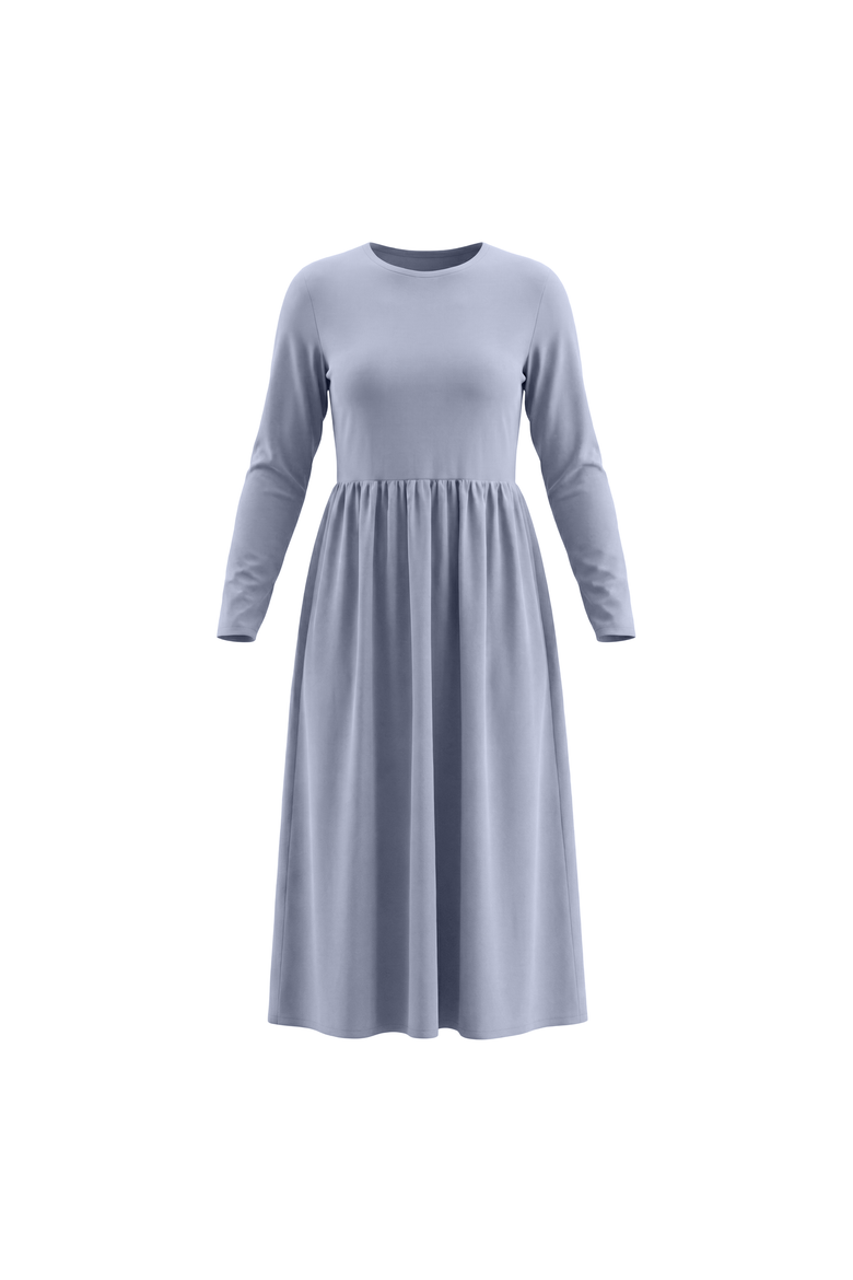 Woven Long Sleeve Side Pocket Midi Dress, Main, color, Dusty Blue