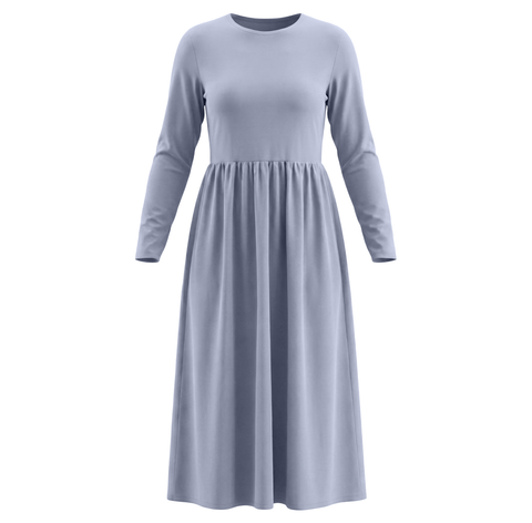 Woven Long Sleeve Side Pocket Midi Dress