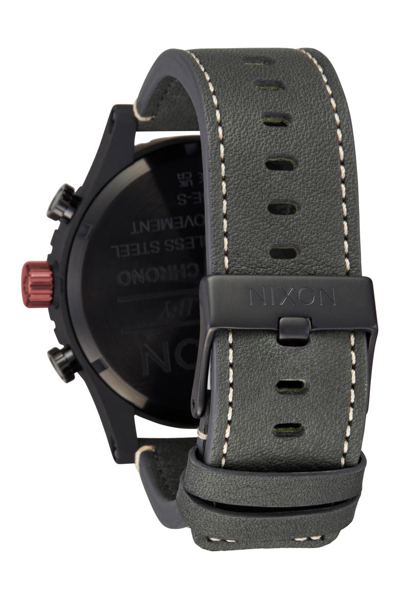 51-30 Chronograph Leather Strap Watch, 51mm, Alternate, color, BLACK / PUMICE / CHARCOAL