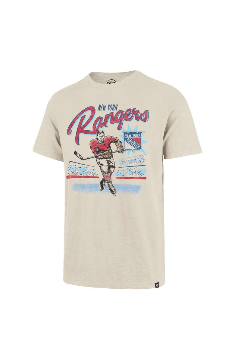 '47 Men's '47 Natural New York Rangers Hockey Player Golden Age Scrum T-Shirt, Alternate, color,