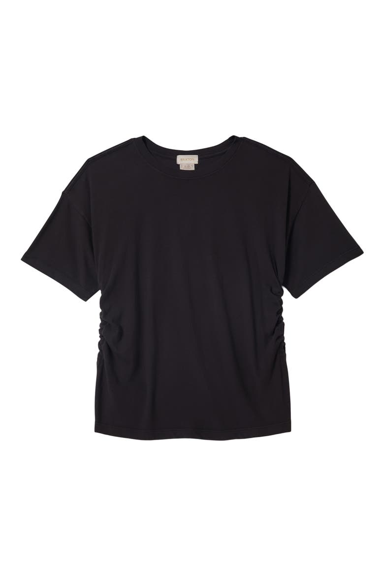 Carefree Organic Cotton Ruched T-Shirt, Alternate, color, BLACK
