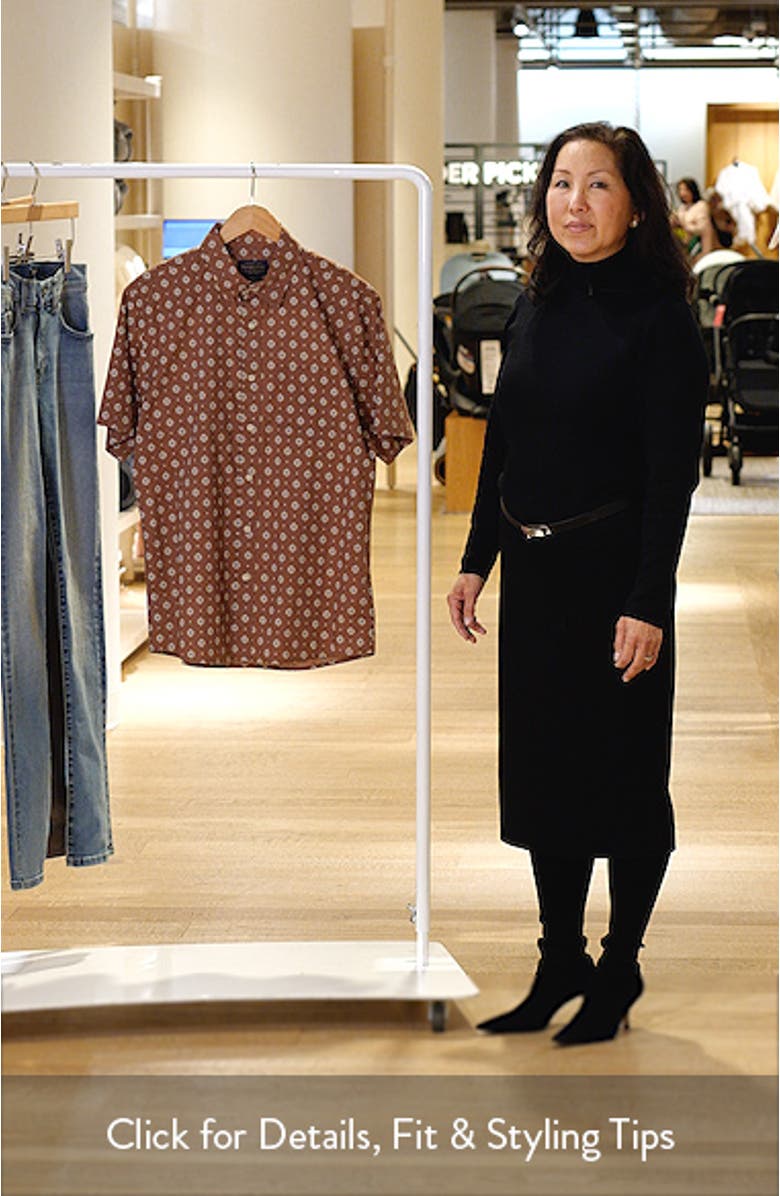 Shoreline National Park Print Short Sleeve Cotton Button-Up Shirt, sales video thumbnail