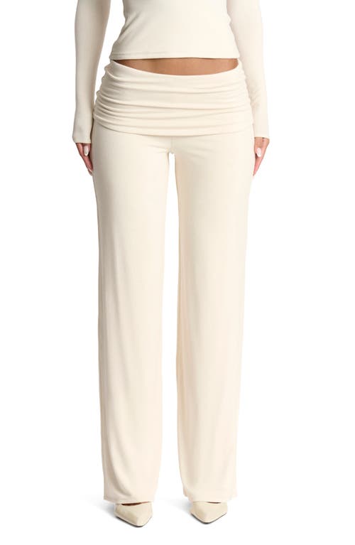 Naked Wardrobe Foldover Flare Pants In Cream